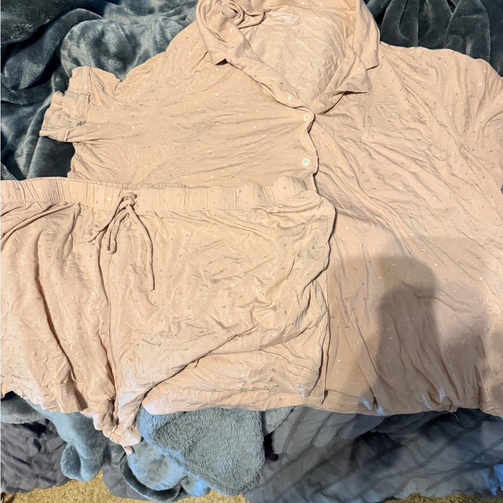 Victoria's Secret Blush Pink Button-Up Pajama Set
